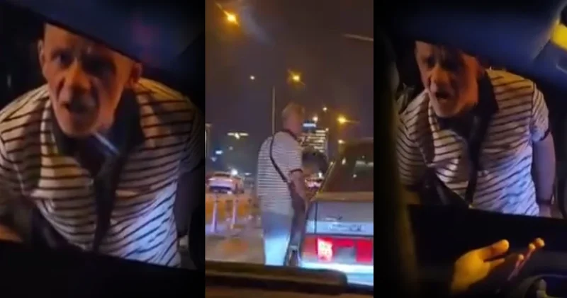 Trafik magandası sürücüye korku dolu anlar yaşattı