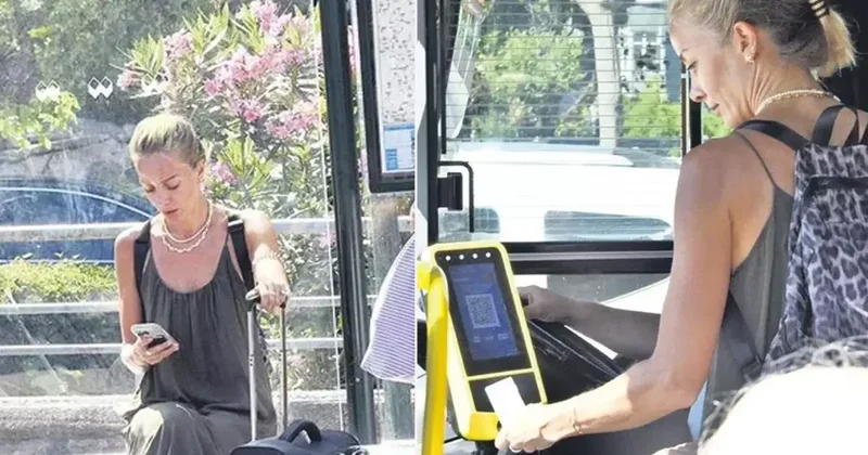 Oyuncu Bade İşçil Adalar a giderken otobüs durağında kameralara yansıdı
