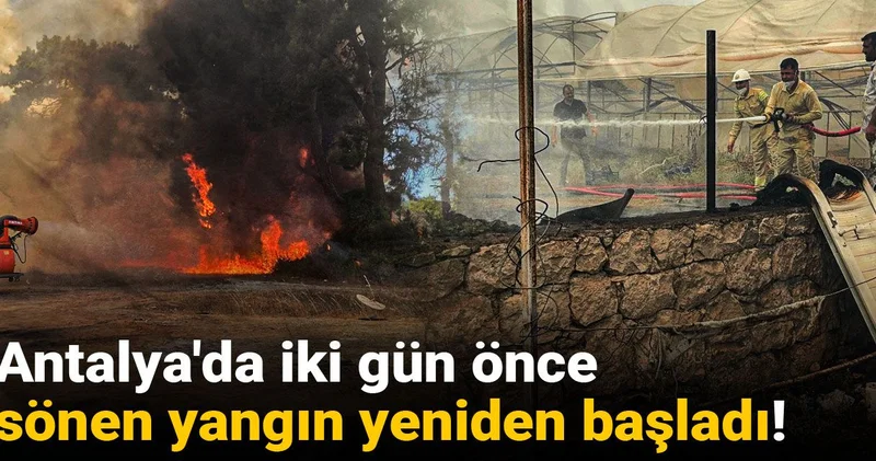 Antalya da iki gün önce sönen yangın yeniden başladı! Turistler de yardıma koştu