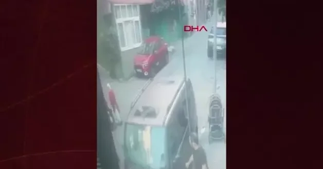 Kazayı kıl payı atlattılar! Freni arızalanan araç bir anda kaymaya başladı