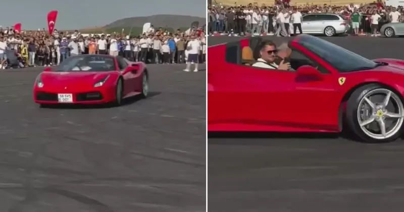 Sivas Belediye Başkanı Uzun, Ferrari siyle drift gösterisi yaptı
