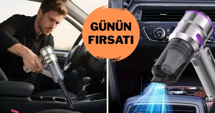 Kolay ve hızlı araç içi temizlik! Auhma Araç İçi Şarjlı Süpürge günün fırsat ürünü