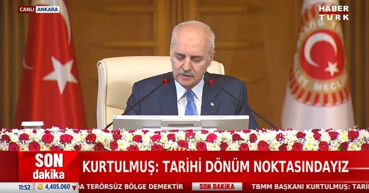 Meclis başkanı Kurtulmuş, Süreç Komisyonu nda konuşuyor