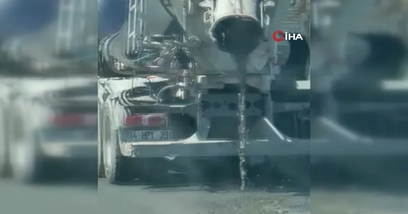 Dikkatsiz sürücü kamerada: Beton döke döke ilerledi