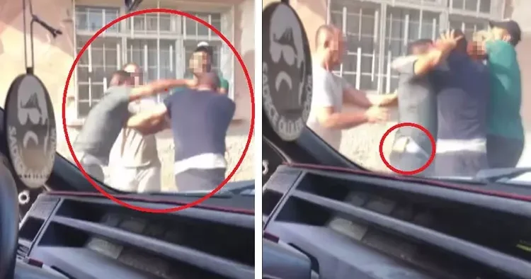 Belindeki bıçakla tekmeli yumruklu kavgaya girdi: Sokak boks ringine döndü