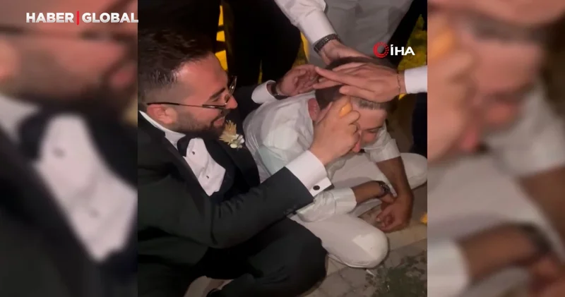 Damadın menemen şovu: Yumurtayı arkadaşının kafasında kırdı