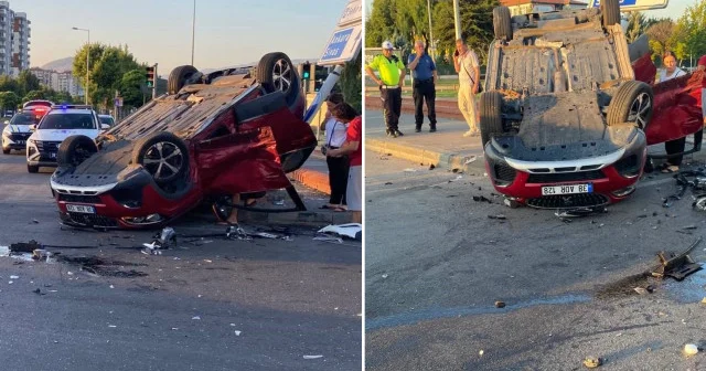 Çarpışan otomobillerden biri takla attı diğeri hurdaya döndü: 2 yaralı Kayseri Haberleri