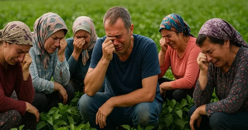 Tarlaya adım atan hüngür hüngür ağladı: Kırmızı altında hasat başladı Sözcü Gazetesi