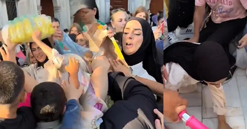 Kandil ikramı yapan kadın izdihamın arasında kaldı, yere düştü Sözcü Gazetesi