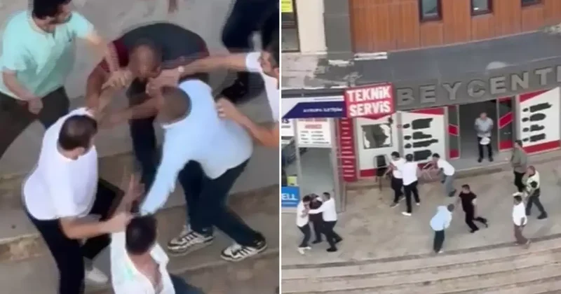 Onlarca kişi tekme, yumruk ve sandalyelerle birbirine girdi
