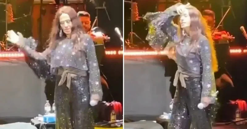 Sahnede kendinden geçen Yıldız Tilbe peruğunu çıkarıp halay çekti