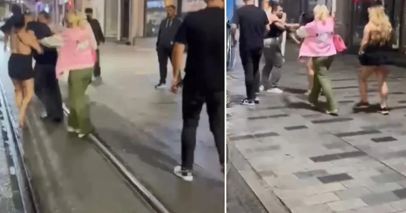 Taksim de laf attın dayağı... İki kadın bir erkeği evire çevire dövdü Sözcü Gazetesi