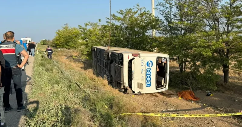 Bayram günü acı haber! Konya da yolcu otobüsü devrildi: 1 ölü, 26 yaralı