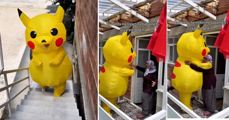 Pikaçu bayramda babaannesinin elini öptü