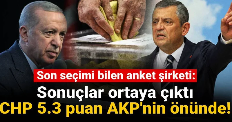Sonuçlar ortaya çıktı CHP 5.3 puan AKP nin önünde!