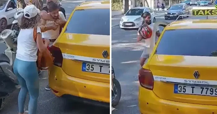 İzmir de trafikte kasklı, tekmeli ve yumruklu kavga kamerada