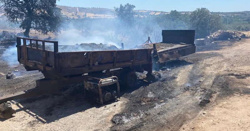Çanakkale de bozuk orman alanında çıkan yangın