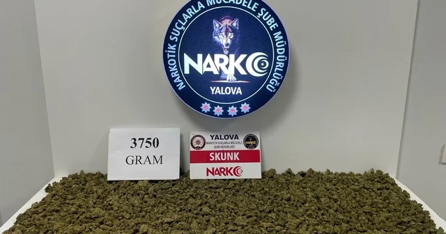 Motosikletli şüphelinin valizinden 3 kilo 750 gram skunk çıktı Yalova Haberleri