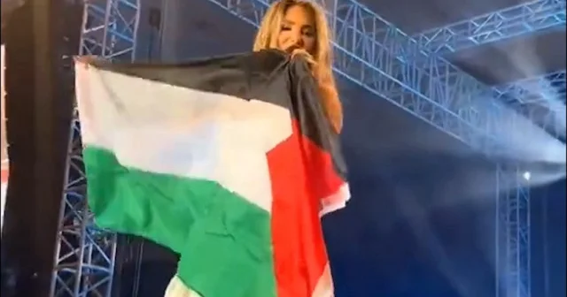 Slovenyalı şarkıcı Senidah Gazze deki soykırıma sessiz kalmadı: Konserinde Filistin bayrağı açtı VİDEO İZLE