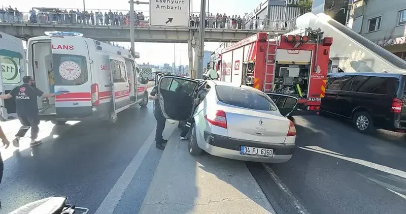Avcılar da kökü kuruyan ağaç park halindeki otomobilin üzerine devrildi