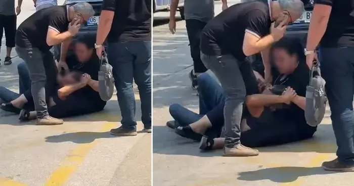 Eski kocaya caddede meydan dayağı! Herkesin içinde yere yatırıp dövdü: Sen benim kızımı nasıl taciz edersin?