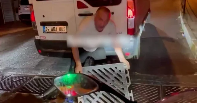 Ayazağa da hatalı döşenen mazgal lastiğini patlatınca sinir krizi geçirdi VİDEO İZLE