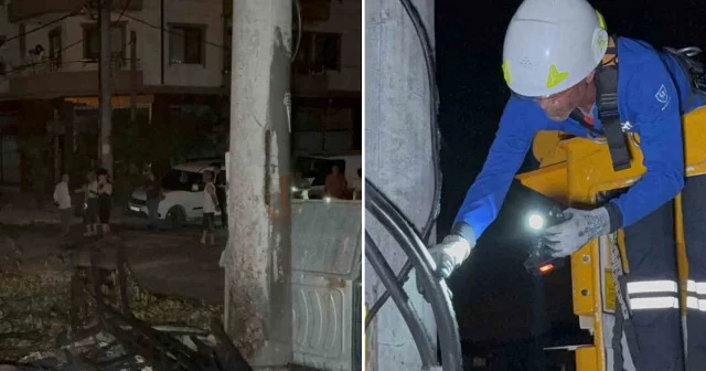 Anız yangını 20 bin nüfuslu mahallenin elektriğini kesti Düzce Haberleri