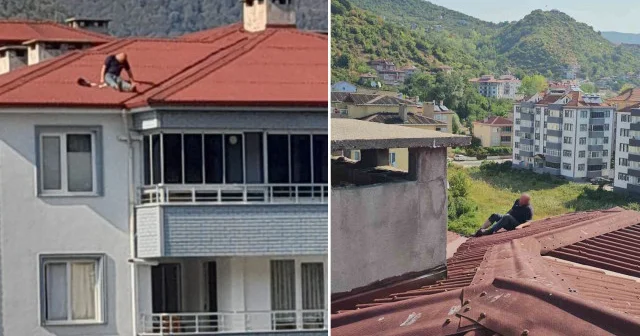 Binanın çatısına çıkan alkollü şahsı ikna etmek için 3 saat çabaladılar Kastamonu Haberleri
