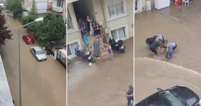 Bursa yı sağanak vurdu! Evleri su bastı, sular dize kadar çıktı