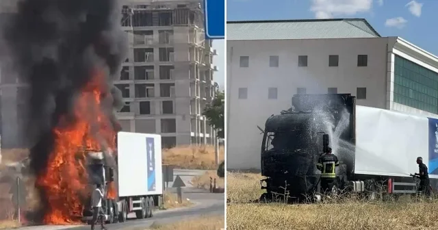Seyir halindeki tır bir anda yanmaya başladı: Kısa sürede kullanılamaz hale geldi Elazığ Haberleri