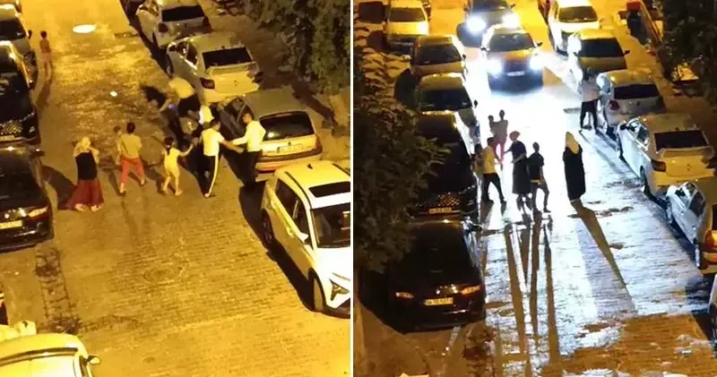 Kağıthane de komşuların park yeri kavgası kamerada