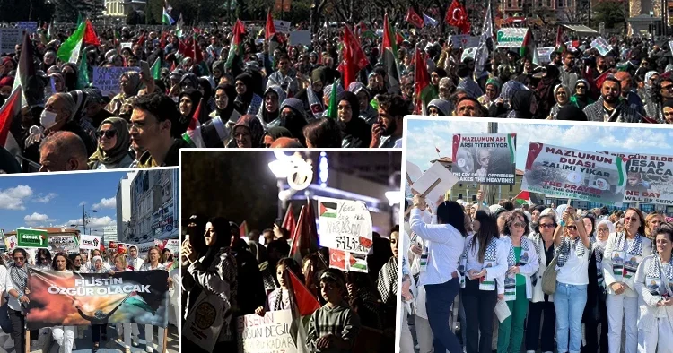 Türkiye Gazze için ayağa kalktı: 81 ilde düzenlenen gösteriler dünyada geniş yankı uyandırdı! Abluka ve saldırılara karşı dayanışma