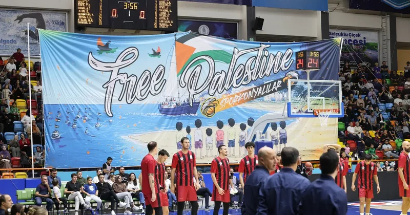 Basket maçında Gazze ye büyük destek! Sumud Koreografisi