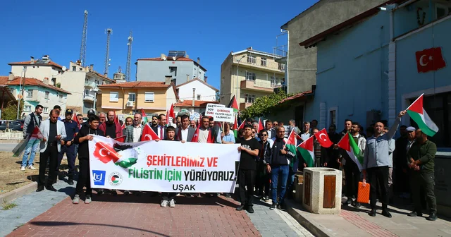 Uşak ta Filistin e destek yürüyüşü düzenlendi Uşak Haberleri