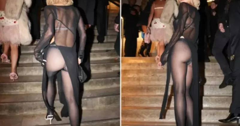 Ünlü şarkıcı giydiği şeffaf elbisesi ile Paris i salladı