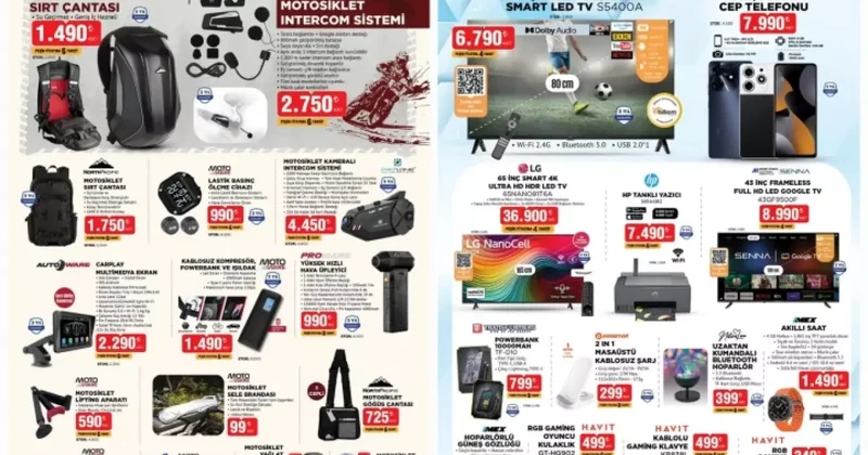 BİM den motorculara özel ürünler! Kameralı motosiklet intercom, motosiklet sırt çantası...
