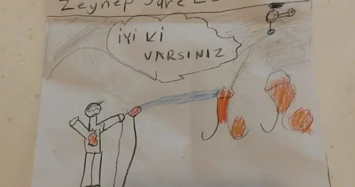Ödemiş teki yangın bölgesinde küçük Zeynep ten itfaiye ekibini duygulandıran not
