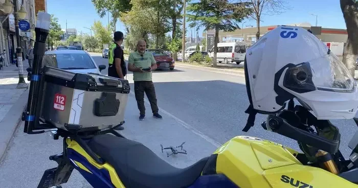 Kütahya’da dron destekli trafik denetimi