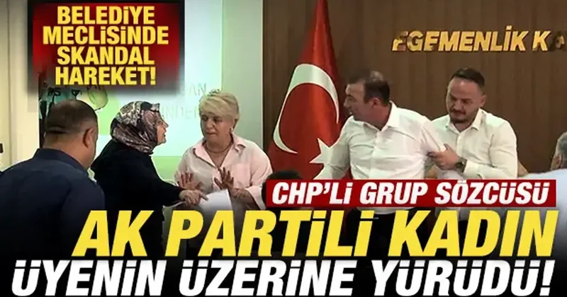 Belediye meclisinde skandal olay! CHP li sözcü, AK Partili kadın üyenin üzerine yürüdü!
