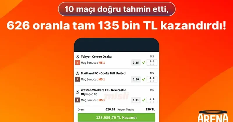 Misli’de haftanın kuponu… 10 maçı doğru tahmin etti, 626 oranla tam 135 bin TL kazandırdı! İddaa Spor Haberleri