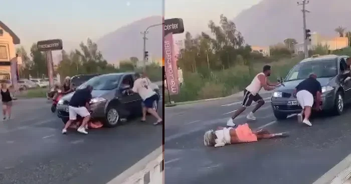Önce çarptı, ardından üzerinden geçmeye çalıştı! Talihsiz turisti vatandaşlar kurtardı