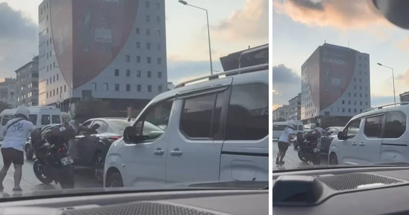Sürücüyü trafik ortasında yumruk yağmuruna tuttu: Gözaltına alındı
