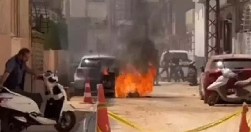 Asfalt kesme makinesine yakıt dolumu sırasında patlama; 1 yaralı