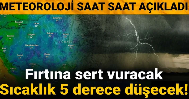 Meteoroloji saat saat açıkladı: Sıcaklık 5 derece düşecek! Fırtına sert vuracak