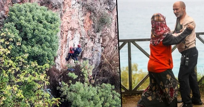 Antalya da falezlerde mahsur kaldı! Kurtarıldıktan sonra bakın ne yaptı