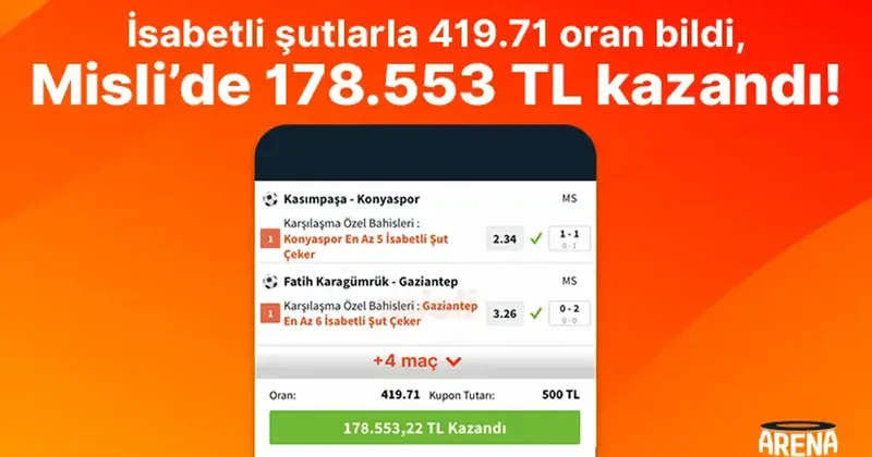 İsabetli şutlarla 419.71 oran bildi, Misli’de 178.553 TL kazandı! İddaa Spor Haberleri