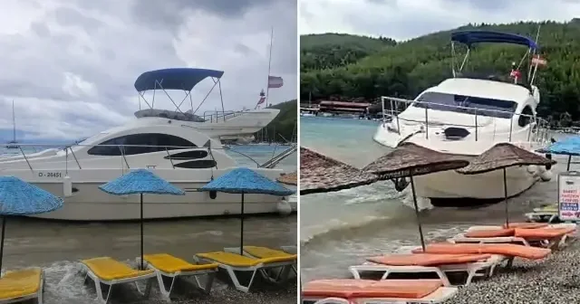 Akbük Koyu nda motoryat karaya oturdu Muğla Haberleri