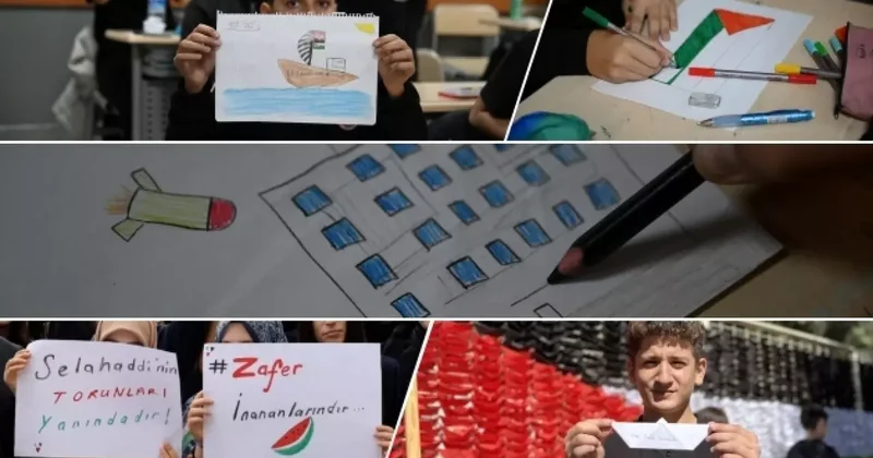 Bütün okullardan Filistin’e bin selam! Öğrencilerden duygulandıran 7 Ekim etkinlikleri