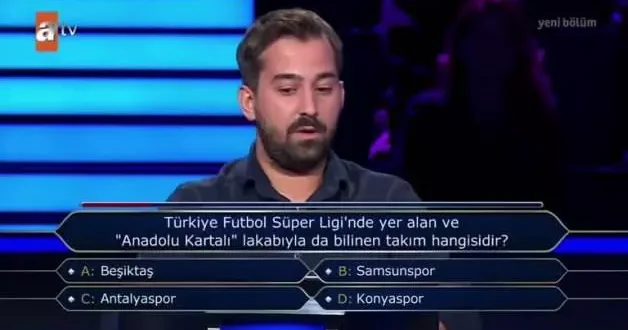 Futbolla aram iyidir dedi amblemdeki Kartal ları karıştıran yarışmacının verdiği cevap gündem oldu