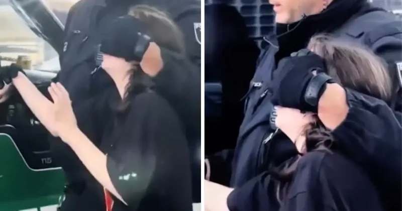 Avrupa da özgürlük bu kadar! Küçücük çocuk gözleri kapatılarak gözaltına alındı